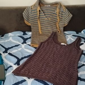 Banana Republic Striped Gray and Brown Sweater